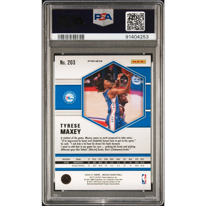 Graded 2020 Panini Mosaic Tyrese Maxey #203 Red Wave Rookie RC Basketball Card PSA 10 Gem Mint | PSA 10 Gem Mint Graded Rookie Card | vintageantiquesgifts.com