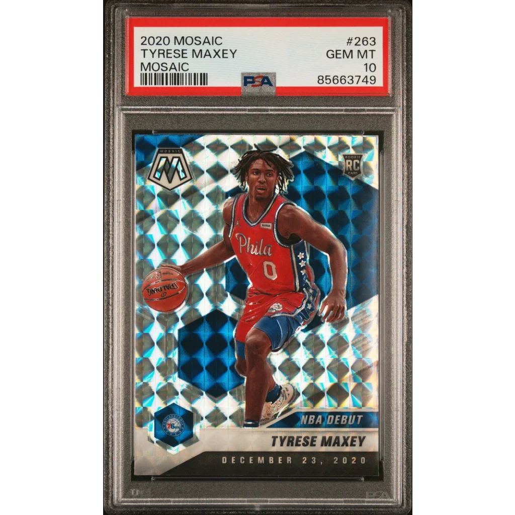 Graded PSA 10 Gem Mint 2020 Panini Mosaic Tyrese Maxey #263 Rookie Card