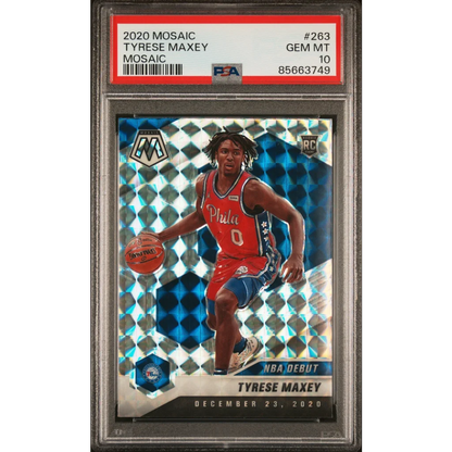 Graded PSA 10 Gem Mint 2020 Panini Mosaic Tyrese Maxey #263 Rookie Card
