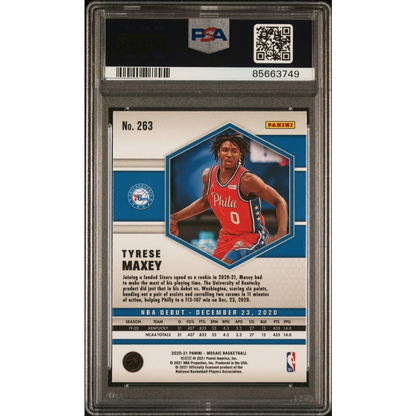 Graded PSA 10 2020-21 Panini Mosaic Tyrese Maxey #263 Rookie Card