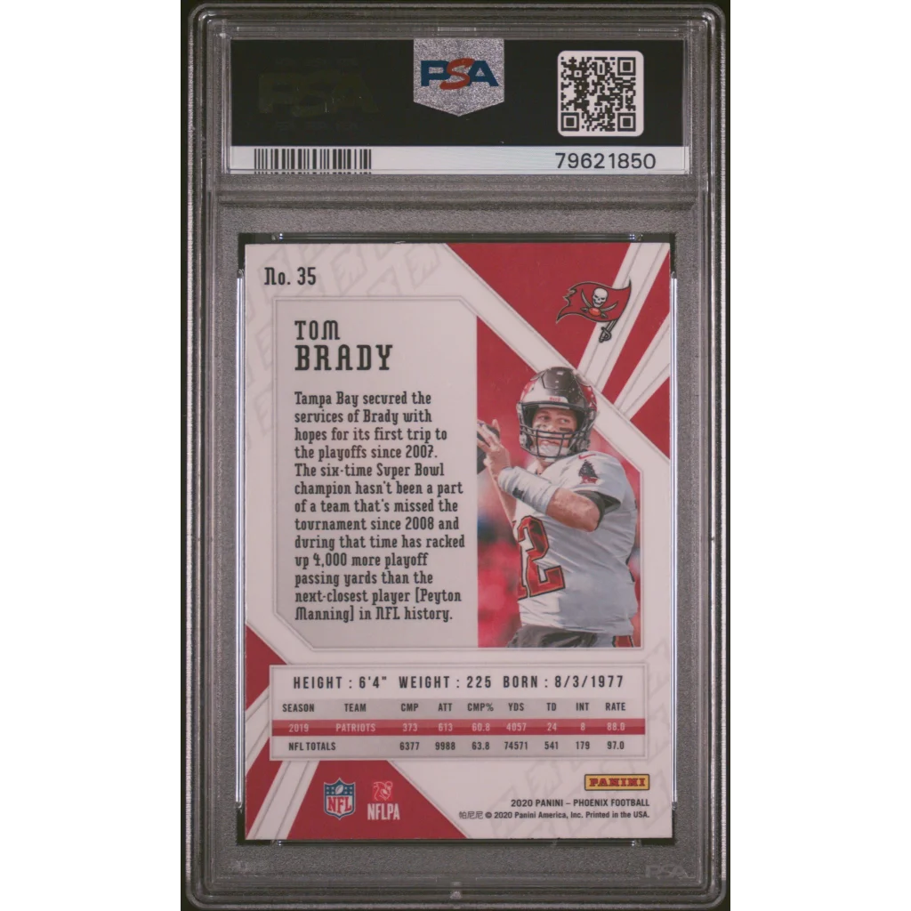 Graded 2020 Panini Phoenix Tom Brady #35 Fire Burst Football Card PSA 10 Gem Mint | PSA 10 Gem Mint Graded Football Card | vintageantiquesgifts.com