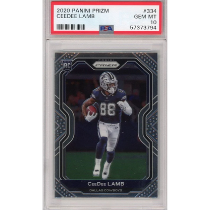 High-quality PSA graded 2020 Panini Prizm CeeDee Lamb rookie football card
