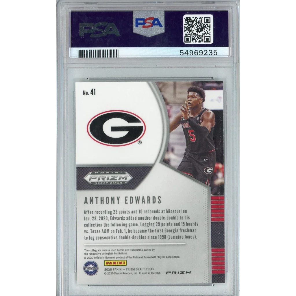 PSA graded Gem Mint 10 Anthony Edwards 2020 Panini Prizm Draft Picks basketball card