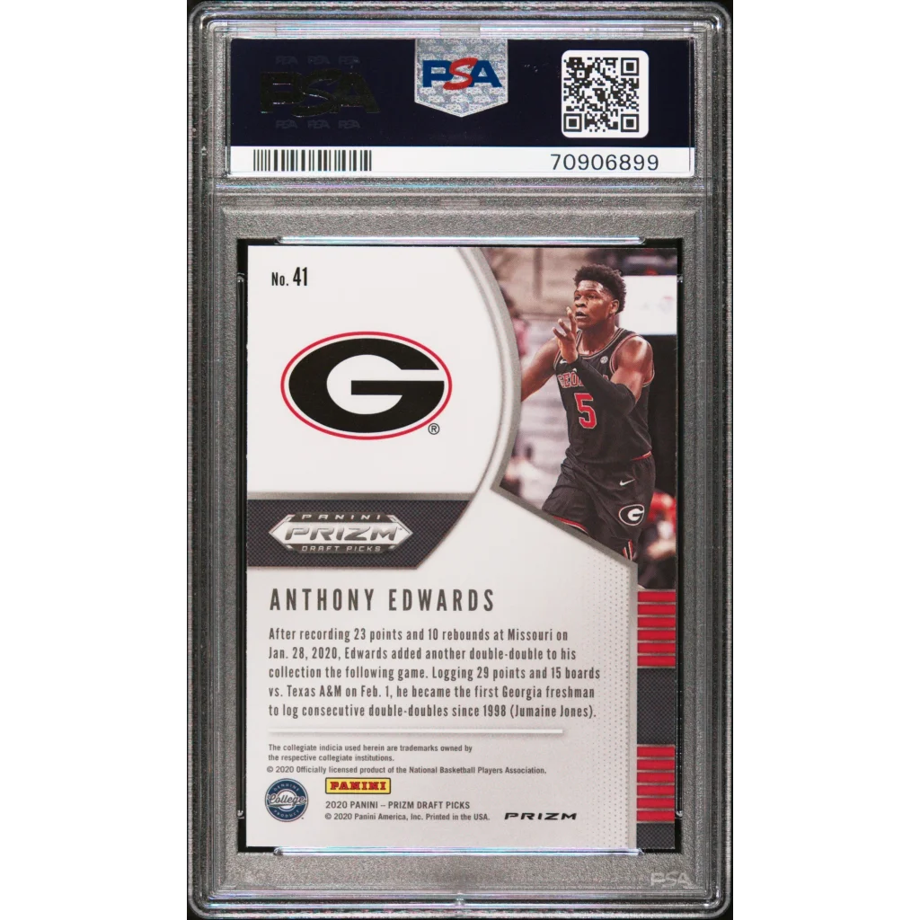 PSA 10 Graded 2020 Panini Prizm Anthony Edwards Red Ice Rookie Card