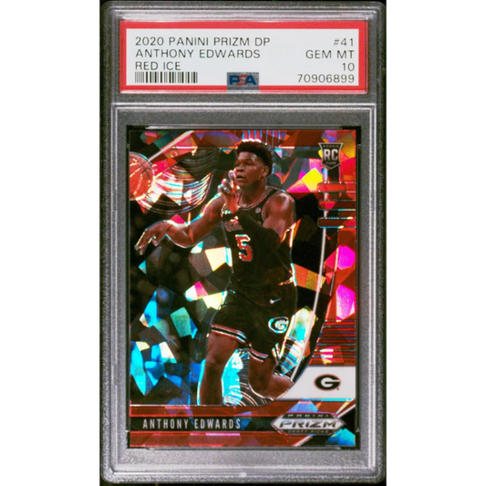 Graded 2020 Panini Prizm Anthony Edwards Red Ice Rookie Card with Gem Mint 10 rating