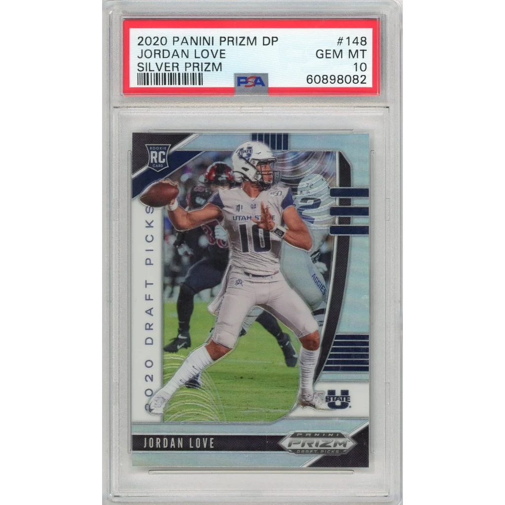Graded 2020 Panini Prizm DP Jordan Love #148 Silver Prizm Rookie RC Football Card PSA 10 Gem Mint | Hall of Fame Sports Memorabilia | vintageantiquesgifts.com