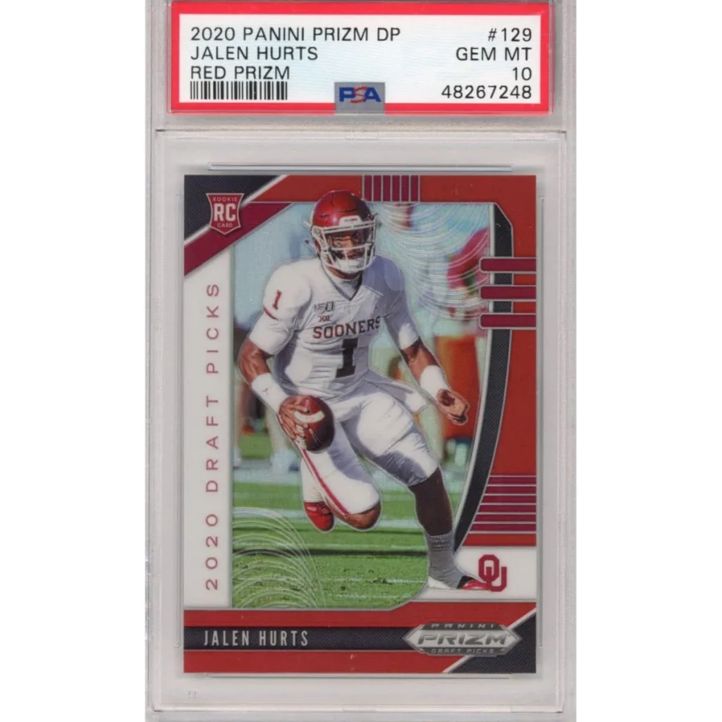 Graded PSA 10 Red Prizm 2020 Panini Prizm DP Jalen Hurts Rookie #129