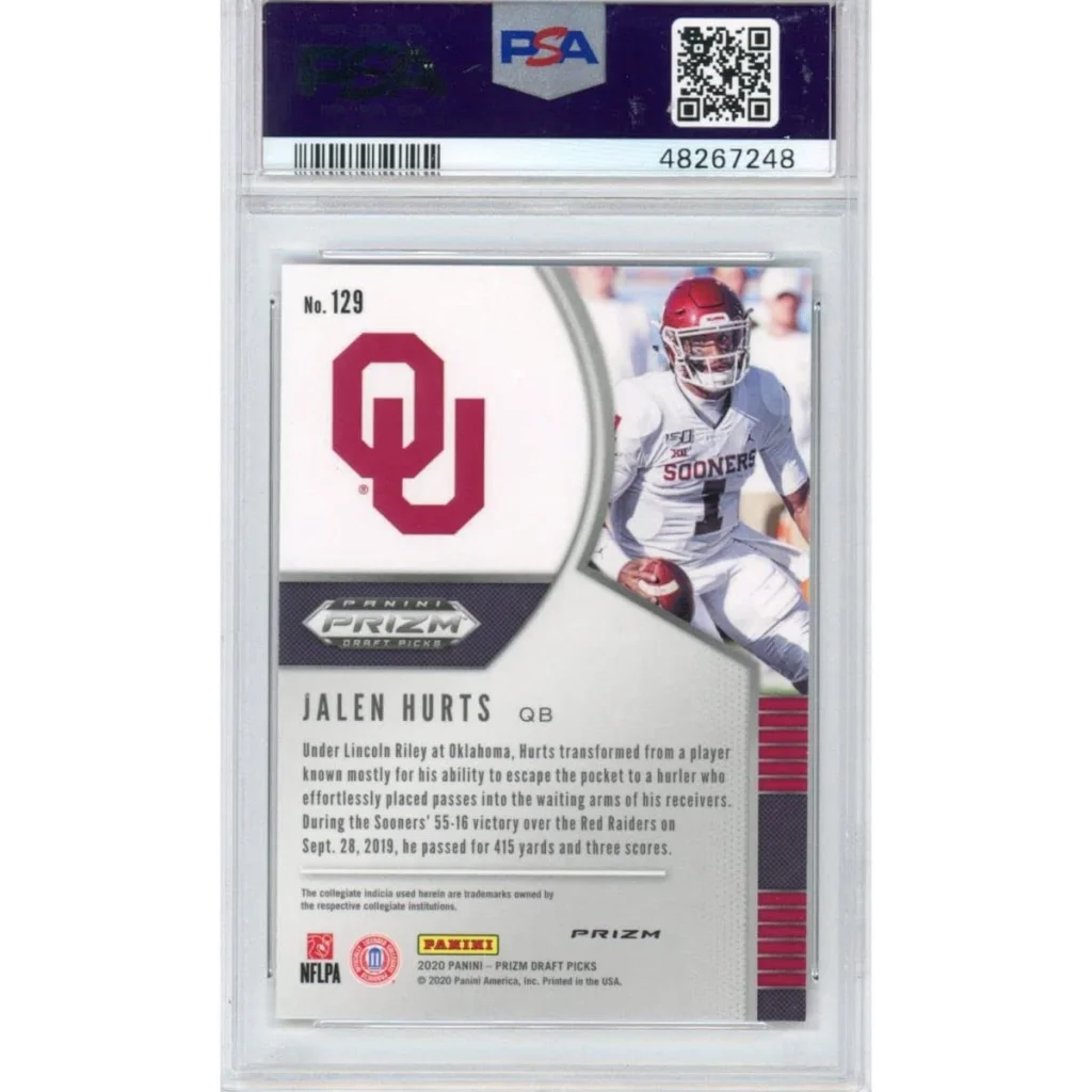 PSA 10 Graded 2020 Panini Prizm Jalen Hurts Red Prizm Rookie RC Card