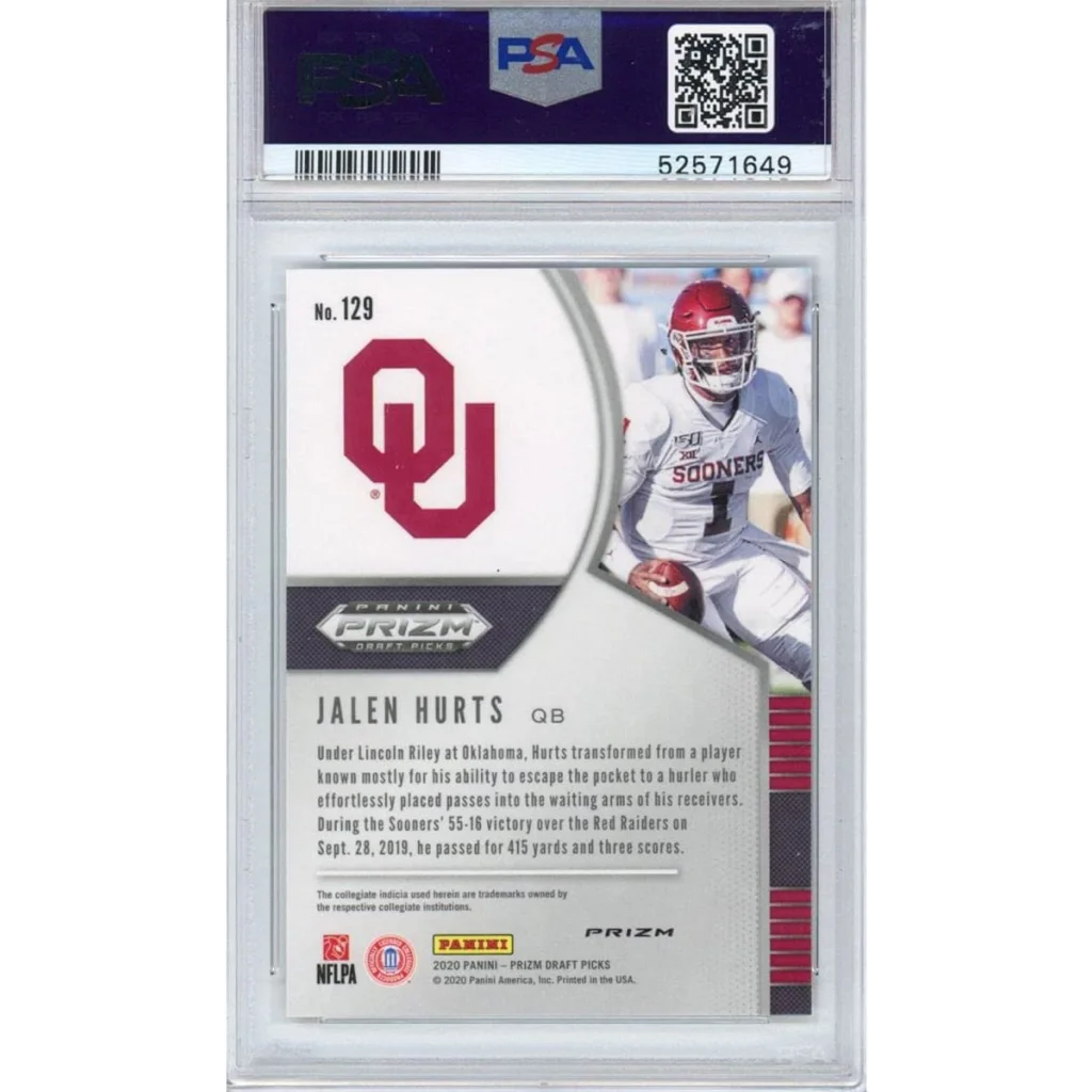 High-quality PSA graded Jalen Hurts 2020 Panini Prizm Silver Rookie Card
