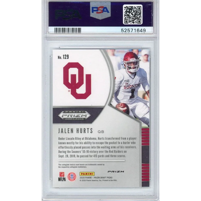 High-quality PSA graded Jalen Hurts 2020 Panini Prizm Silver Rookie Card