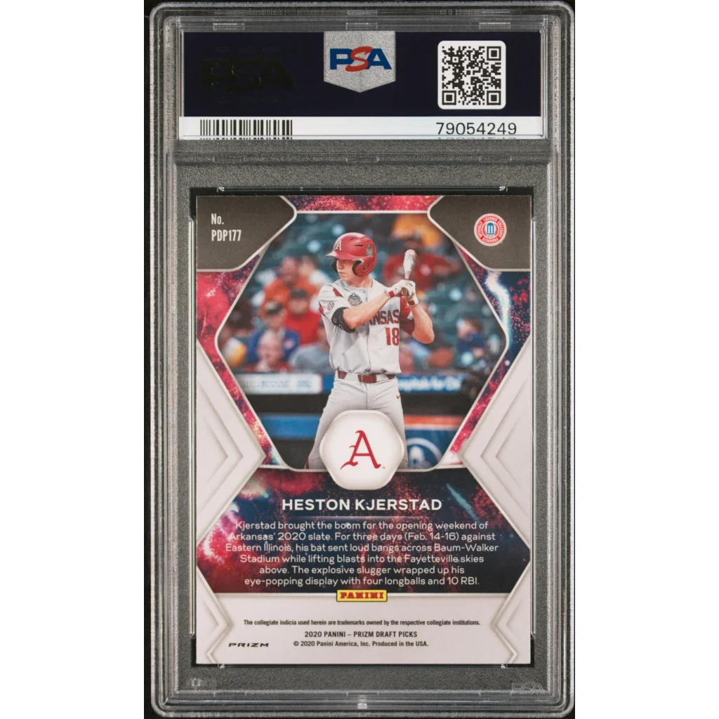 Graded 2020 Panini Prizm Draft Picks Heston Kjerstad #PDP177 Fireworks Silver Prizm Rookie RC Baseball Card PSA 10 Gem Mint | PSA 10 Gem Mint Graded Rookie Card | vintageantiquesgifts.com
