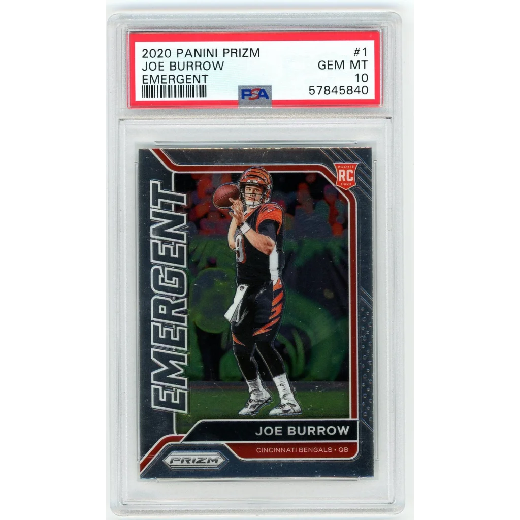 Graded PSA 10 Gem Mint 2020 Panini Prizm Joe Burrow #1 Emergent Rookie Card