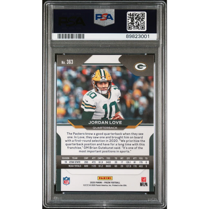 Graded 2020 Panini Prizm Jordan Love #363 Rookie RC Football Card PSA 10 Gem Mint | PSA 10 Gem Mint Graded Rookie Card | vintageantiquesgifts.com