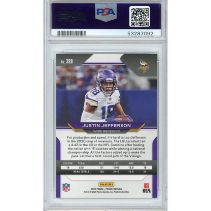 Graded Justin Jefferson 2020 Rookie Card by Professional Sports Authenticator sports authenticator