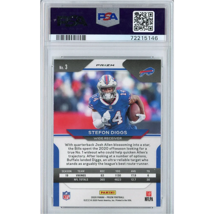 Graded 2020 Panini Prizm Stefon Diggs #3 White Sparkle Football Card PSA 10 Gem Mint | PSA 10 Gem Mint Graded Football Card | vintageantiquesgifts.com