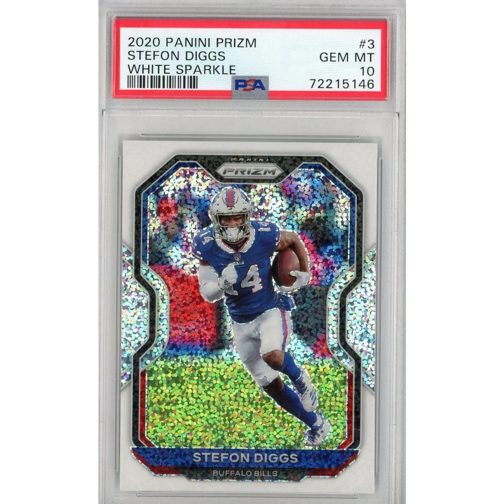 Graded 2020 Panini Prizm Stefon Diggs #3 White Sparkle Football Card PSA 10 Gem Mint | Hall of Fame Sports Memorabilia | vintageantiquesgifts.com