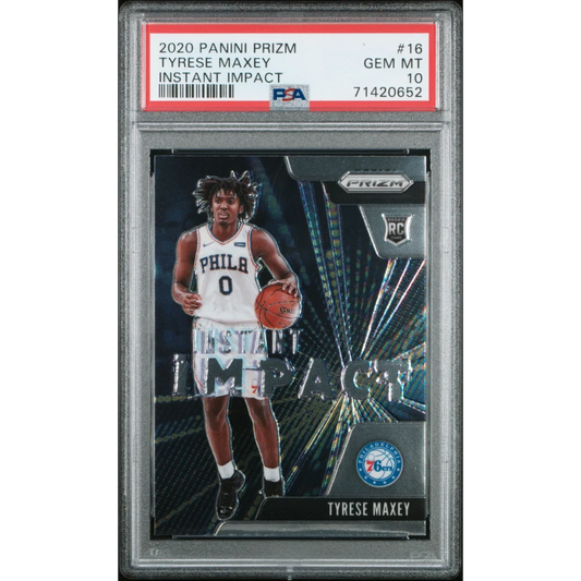 Graded 2020 Panini Prizm Tyrese Maxey Instant Impact Rookie PSA 10 Gem Mint