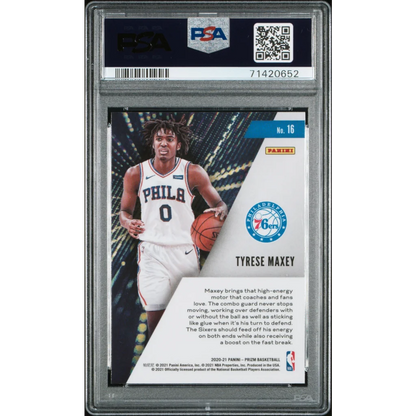 Graded PSA 10 2020 Panini Prizm Tyrese Maxey #16 Rookie RC Card