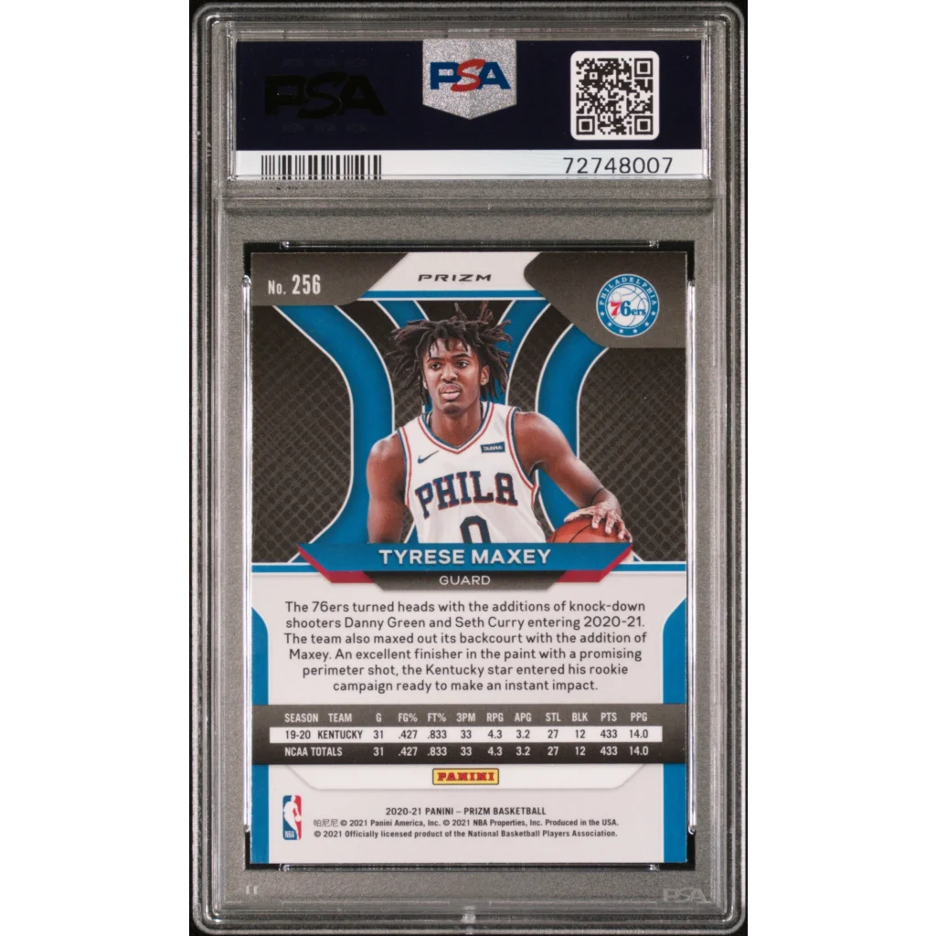 Tyrese Maxey PSA graded Prizm rookie card Philadelphia 76ers