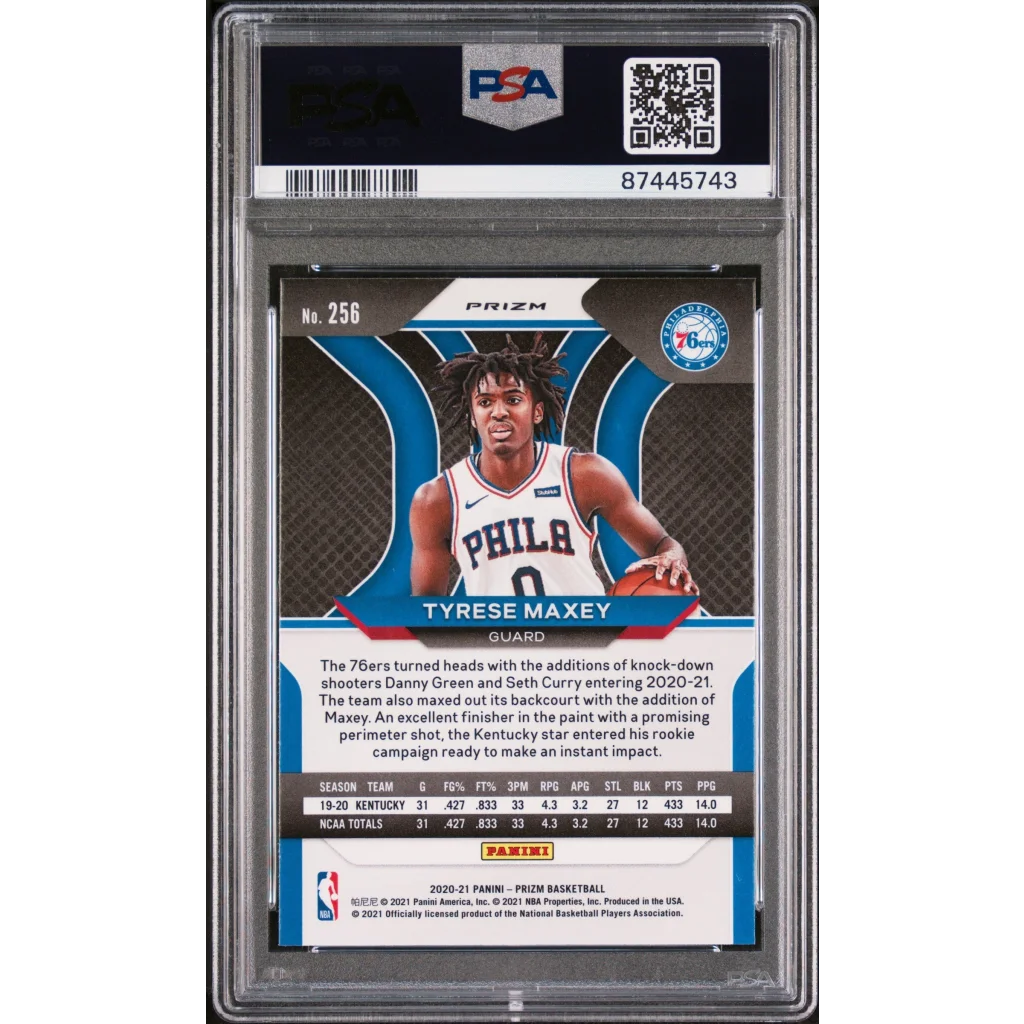 PSA graded Panini Prizm Tyrese Maxey Ruby Wave Rookie Card, prizm Tyrese Maxey memorabilia