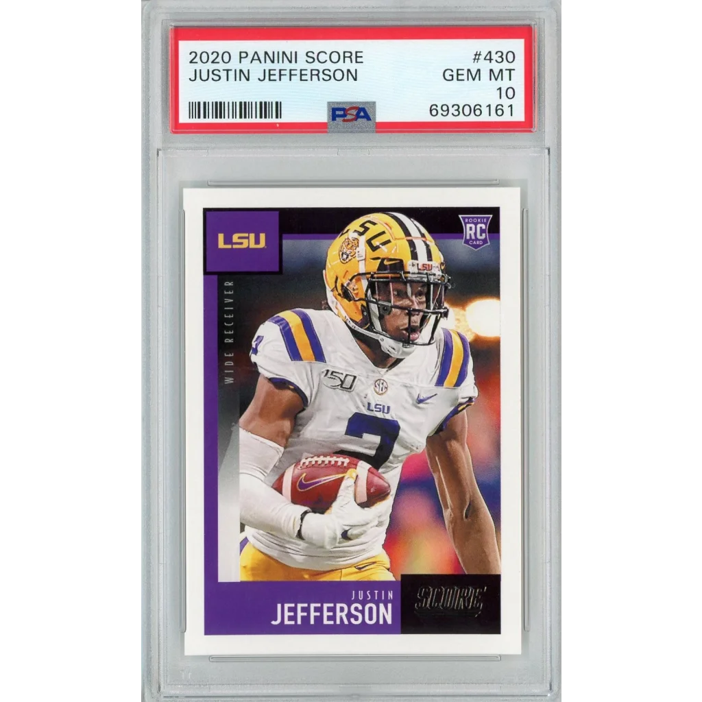 Graded PSA 10 gem mint 2020 Panini Score Justin Jefferson rookie card