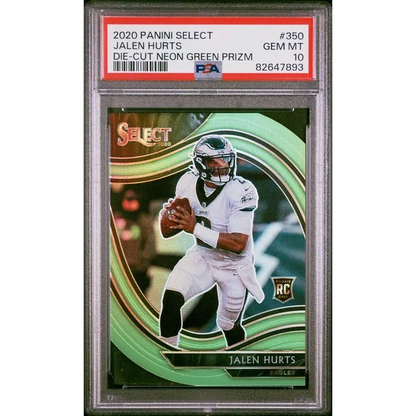 Graded PSA 10 2020 Panini Select Jalen Hurts Neon Green Prizm Rookie Card