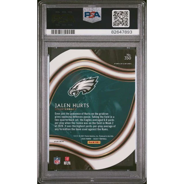 Graded PSA 10 2020 Panini Select Jalen Hurts Eagles rookie card