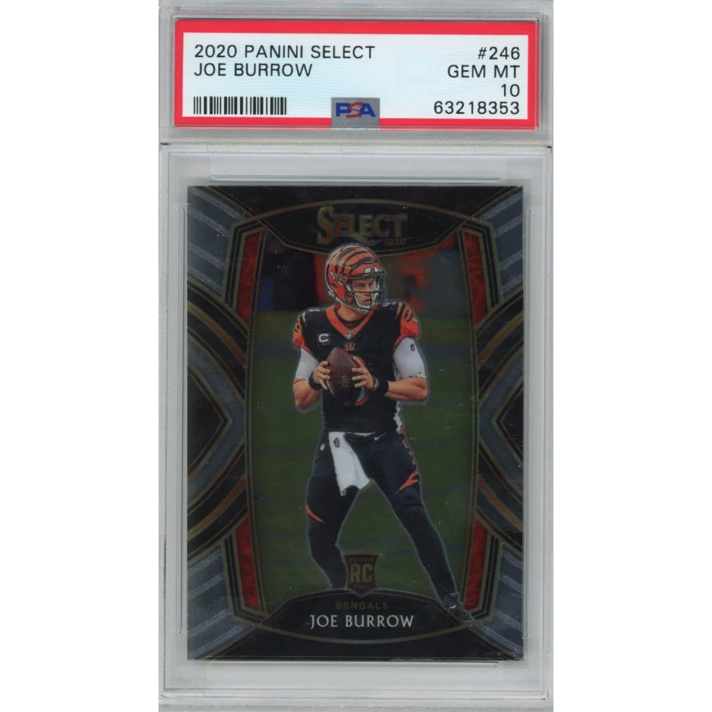 Graded PSA 10 Gem Mint 2020 Panini Select Joe Burrow #246 Rookie Card