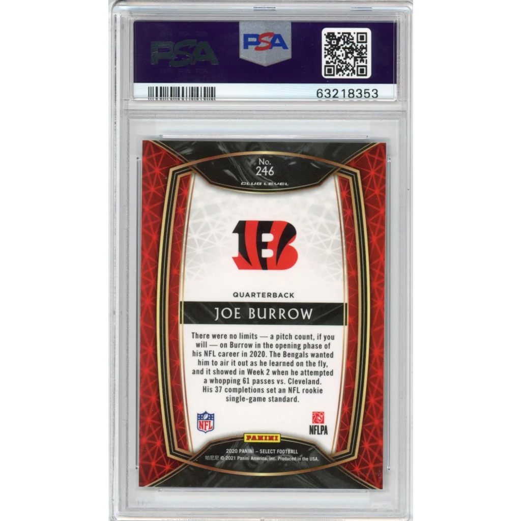 PSA 10 Graded 2020 Panini Select Joe Burrow #246 Rookie RC Bengals Card