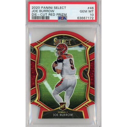 Graded PSA 10 Joe Burrow 2020 Panini Select Red Prizm Rookie Card