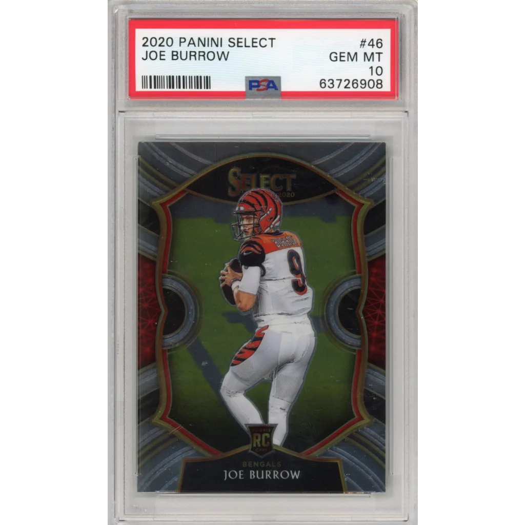 Graded 2020 Panini Select Joe Burrow #46 Rookie RC Football Card PSA 10 Gem Mint | Hall of Fame Sports Memorabilia | vintageantiquesgifts.com