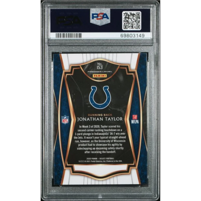 Graded 2020 Panini Select Jonathan Taylor #153 Rookie RC Football Card PSA 10 Gem Mint | PSA 10 Gem Mint Graded Rookie Card | vintageantiquesgifts.com