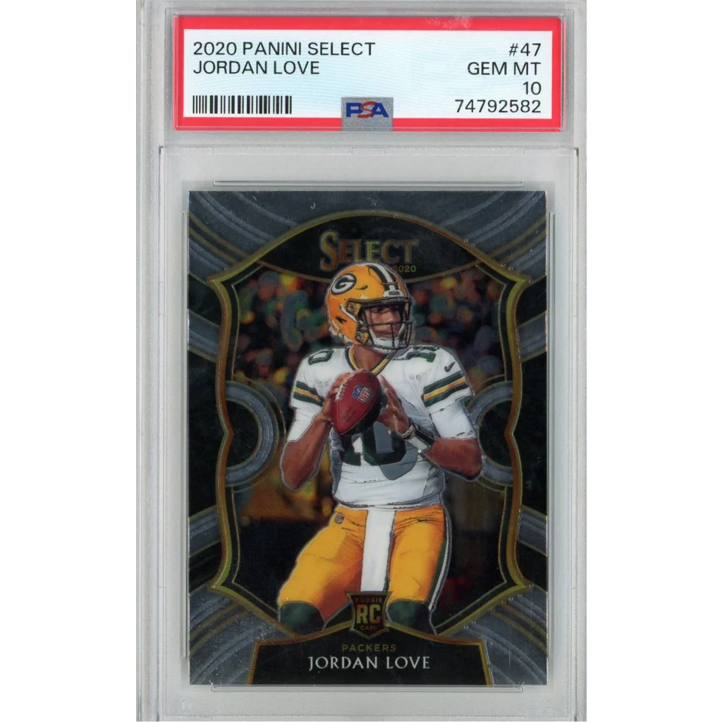 Gem mint 10 Jordan Love Panini Select rookie card PSA graded perfect football collectible