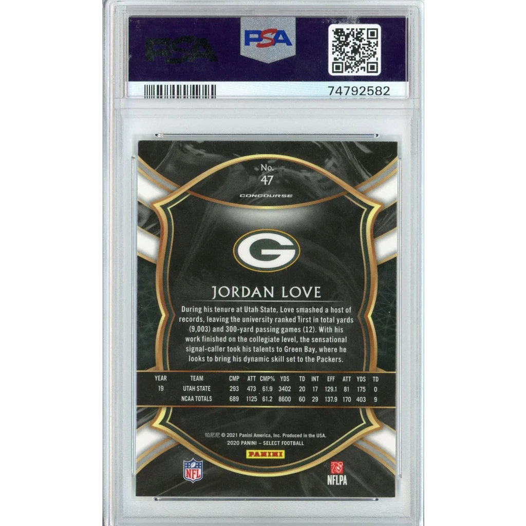 Gem mint 2020 Panini Select Jordan Love football rookie card for sale