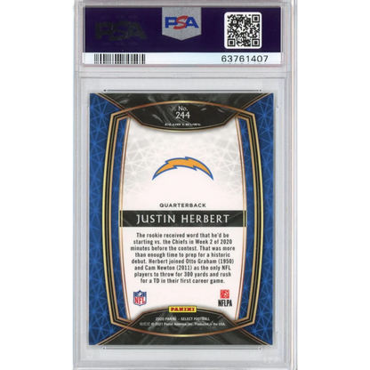 PSA 10 Graded 2020 Panini Select Justin Herbert #244 Rookie RC Football Card