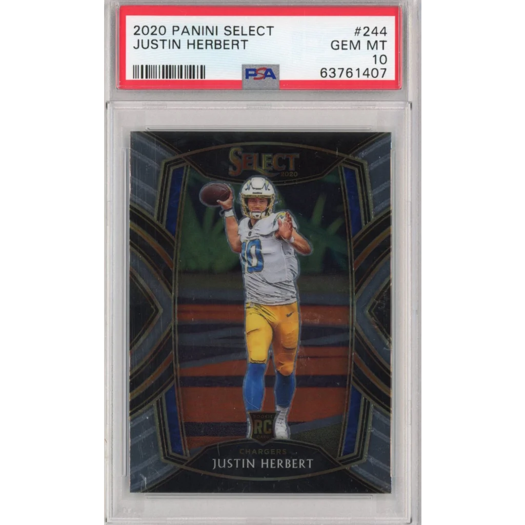 Graded PSA 10 Gem Mint 2020 Panini Select Justin Herbert #244 Rookie Card