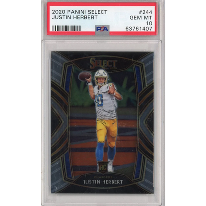 Graded PSA 10 Gem Mint 2020 Panini Select Justin Herbert #244 Rookie Card