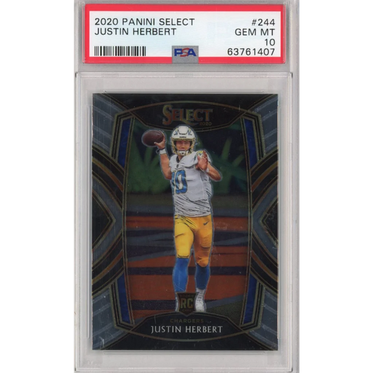 Graded PSA 10 Gem Mint 2020 Panini Select Justin Herbert #244 Rookie Card