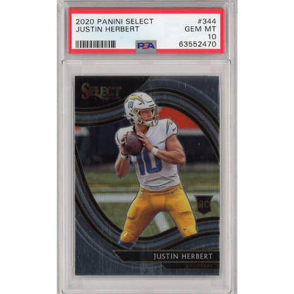 Graded 2020 Panini Select Justin Herbert #344 Certified Rookie RC Football Card PSA 10 Gem Mint | Hall of Fame Sports Memorabilia | vintageantiquesgifts.com