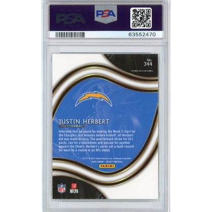 Graded 2020 Panini Select Justin Herbert #344 Certified Rookie RC Football Card PSA 10 Gem Mint | PSA 10 Gem Mint Graded Rookie Card | vintageantiquesgifts.com