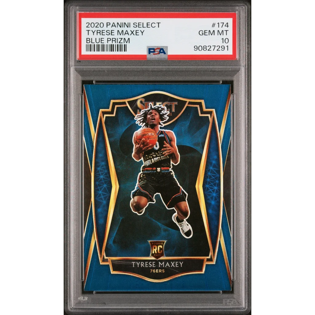 2020 Panini Select Tyrese Maxey Blue Prizm Rookie Card PSA Gem Mint 10