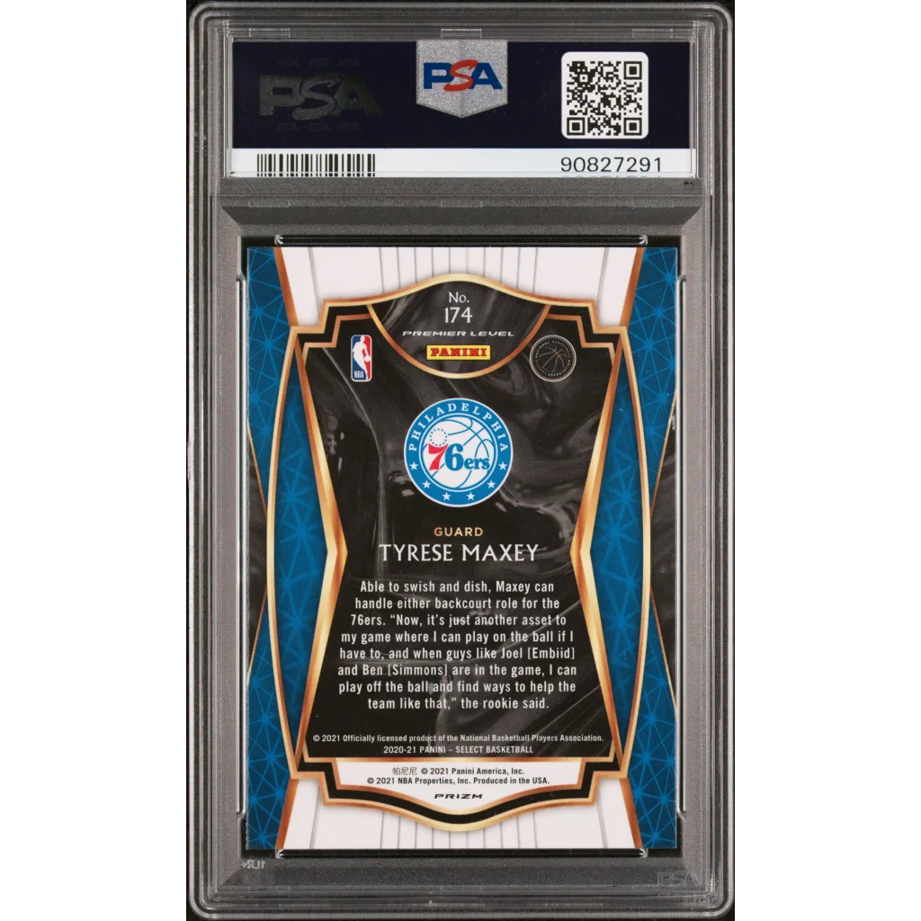 Graded PSA 10 Tyrese Maxey Blue Prizm Rookie Card Gem Mint perfection