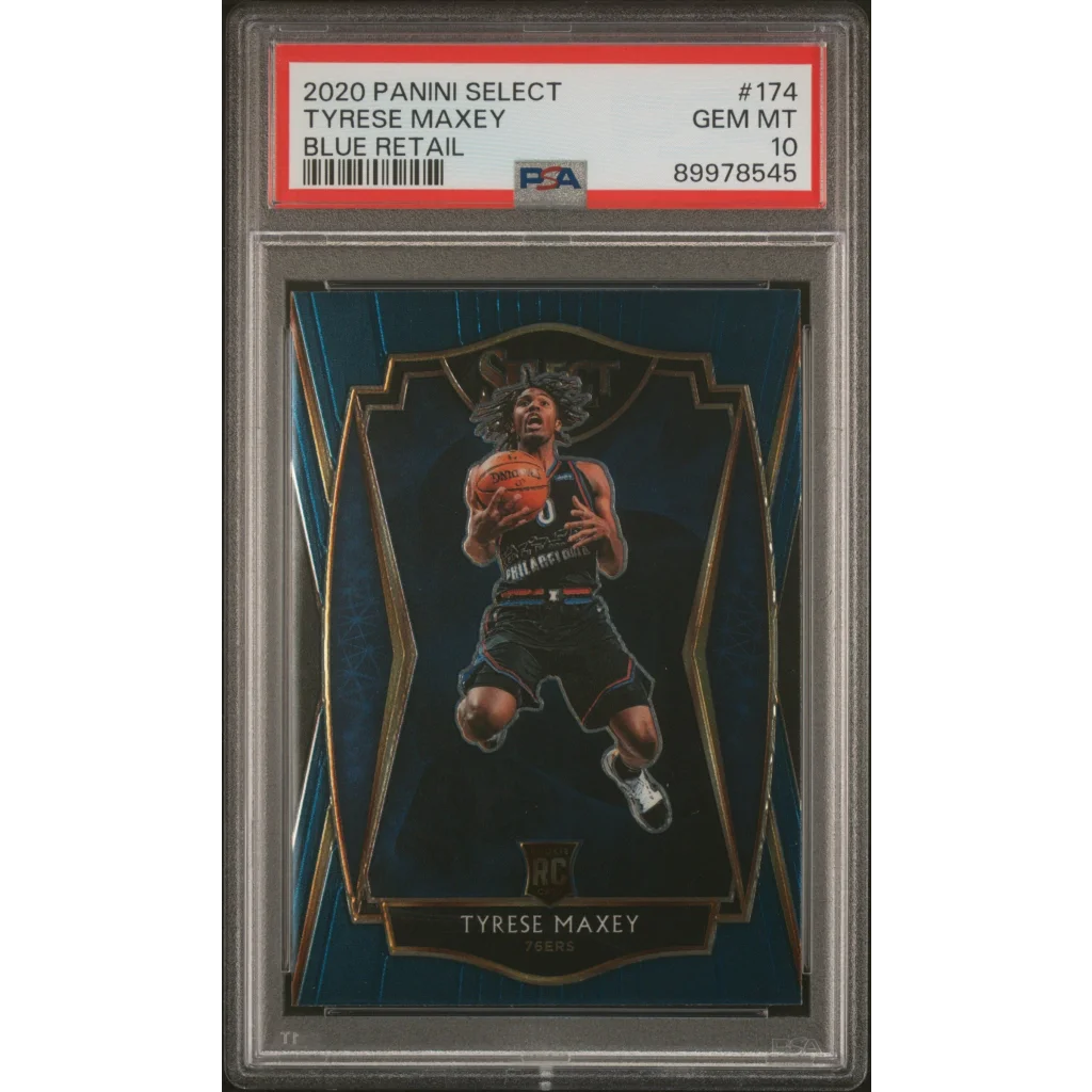 PSA 10 Gem Mint 2020 Panini Select Tyrese Maxey Blue Rookie Card