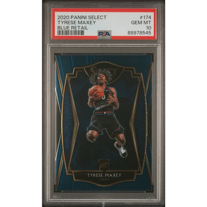 PSA 10 Gem Mint 2020 Panini Select Tyrese Maxey Blue Rookie Card