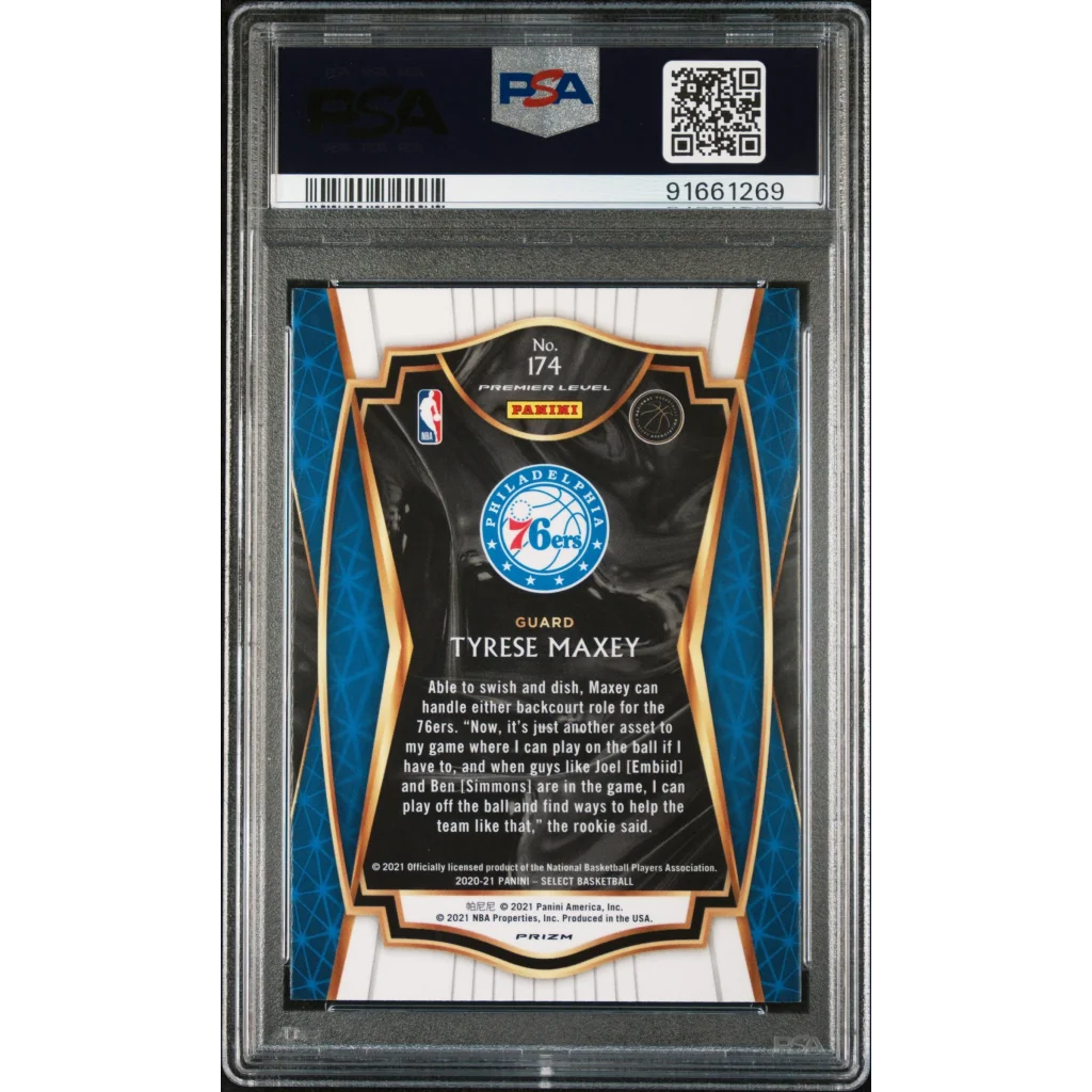 Graded PSA 10 Tyrese Maxey Cracked Ice Gem Mint Card for basketball collectors