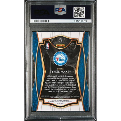Graded PSA 10 Tyrese Maxey Cracked Ice Gem Mint Card for basketball collectors
