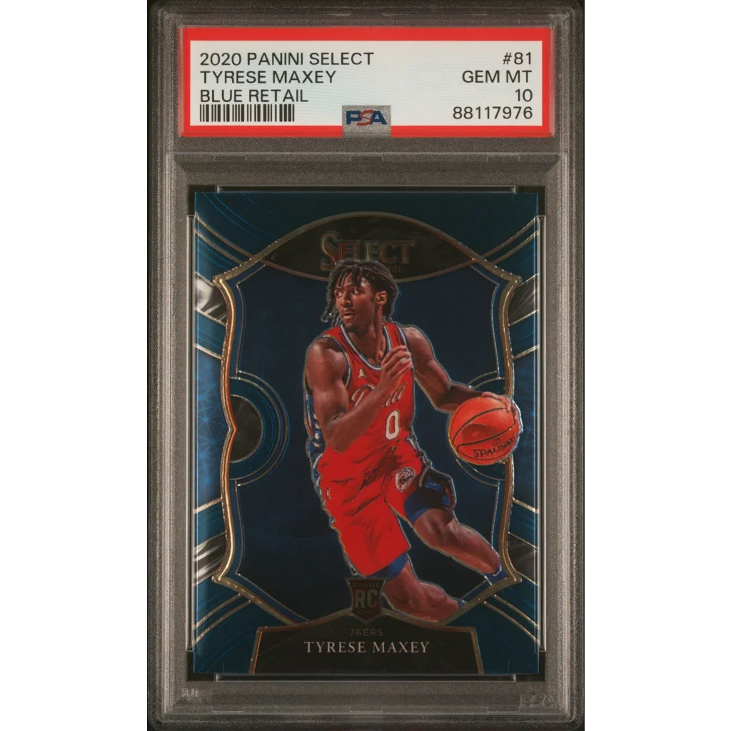 Graded 2020 Panini Select Tyrese Maxey #81 Blue Retail Rookie RC Basketball Card PSA 10 Gem Mint | Hall of Fame Sports Memorabilia | vintageantiquesgifts.com