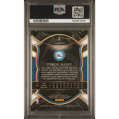 Encapsulated PSA 10 Tyrese Maxey Red Shimmer Rookie Card Gem Mint graded NBA card