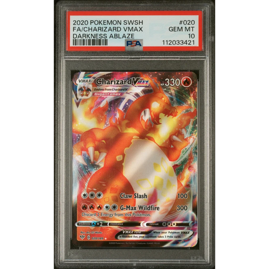 Graded 2020 PKM Sword Shield Darkness Ablaze #020 Charizard Vmax PSA 10 Gem Mint | Hall of Fame Sports Memorabilia | vintageantiquesgifts.com