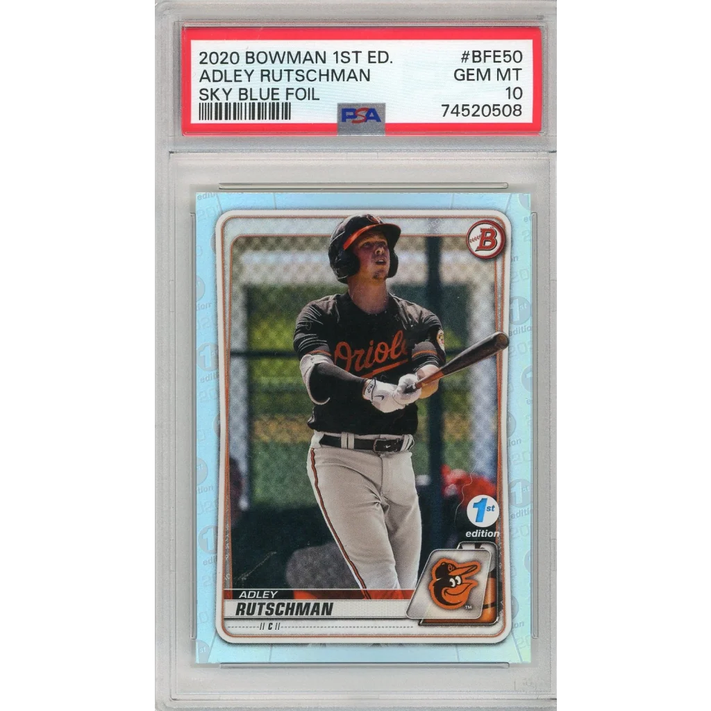 Graded PSA 10 Gem Mint 2020 Bowman 1st Adley Rutschman Sky Blue Foil RC